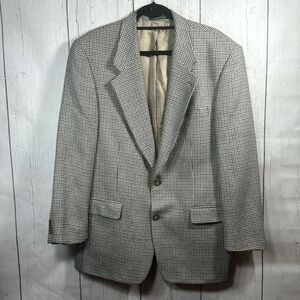 Fabrizio Cellini Mens Silk Wool Blend Houndstooth Tan Brown Blazer Jacket